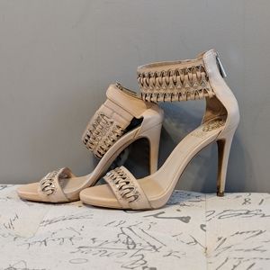 Leather ankle strap stiletto sandals